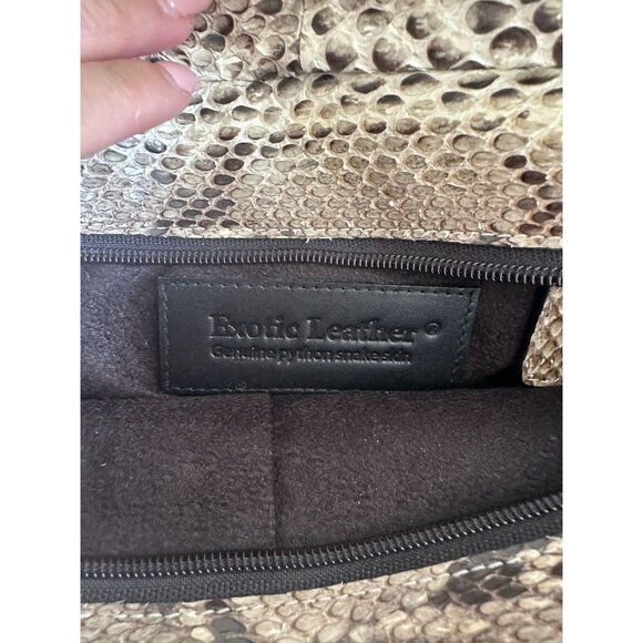 EXOTIC LEATHER Python Snakeskin Satchel Shoulder Handbag - Picture 4 of 10